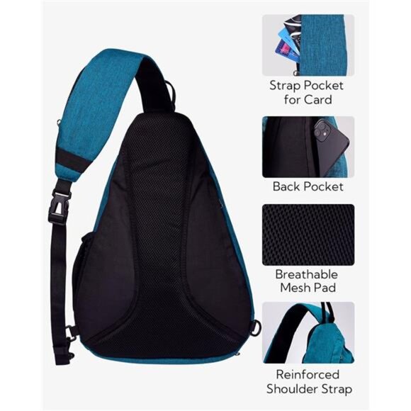 Sling Bag Crossbody Backpack: Over Shoulder Daypack Casual Cross Chest Side Pack - Picture 5 of 7